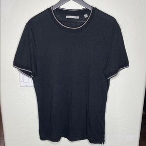 Vince Size L Black Linen Short Sleeve Men's Tee